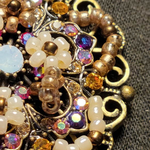 Vintage Cookie Lee Beaded Medallion Necklace - Picture 5 of 11